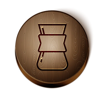 recommend clip art: Brown line Coffee turk icon isolated on white background. Wooden circle button. Vector.
