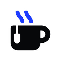 A cup of hot cafe coffee or caffeine drink flat vector icon for food apps and websites