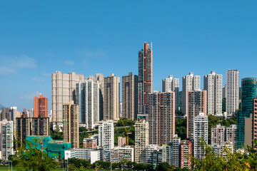 Fototapeta na wymiar high-rise residential buildings, skyline of Hong Kong