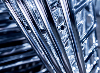 Abstract industrial background of metal pipes construction.