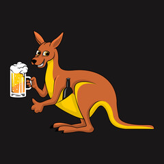 kangaroo carrying beer cartoon vector