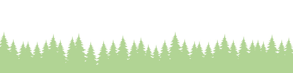 Forest landscape with silhouettes of coniferous trees. Horizontal backgrounds of nature. Vector illustration
