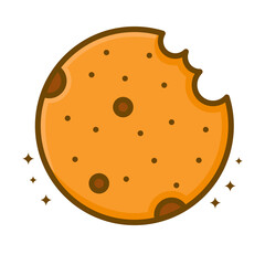 Cookies Food Vector Logo Cartoon. Sweet Cake Dessert Icon Filled Line Style. Food bakery and cake Symbol Illustration