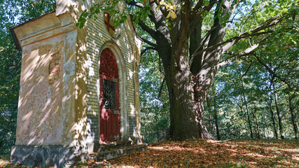 Small baroque chapel at autumn 