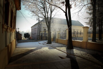 Old street in winter, Sid, Serbia