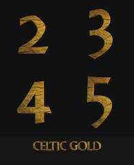 Celtic Gold fantasy alphabet - 3D Illustration