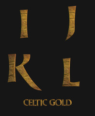 Celtic Gold fantasy alphabet - 3D Illustration