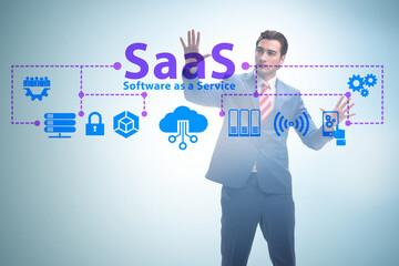 Software as a service - SaaS concept with businessman