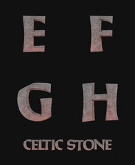 Fototapeta premium Celtic Stone Alphabet - 3d Illustration