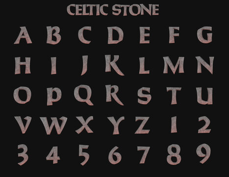 Celtic Stone Alphabet - 3d Illustration