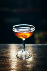 alcoholic cocktail in a glass in a bar restaurant