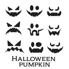 Scary and funny faces of Halloween pumpkin or ghost set on white background . Vector collection.