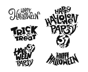 Halloween calligraphic logo vector set