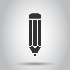 Pencil icon in flat style. Pen vector illustration on white isolated background. Drawing business concept.