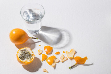 passion fruit on white background - Passiflora ligularis