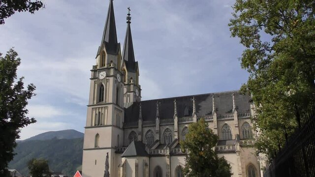 Church of the Admont Abbey in the neo-Gothic style. Town of Admont, state of Styria, Austria