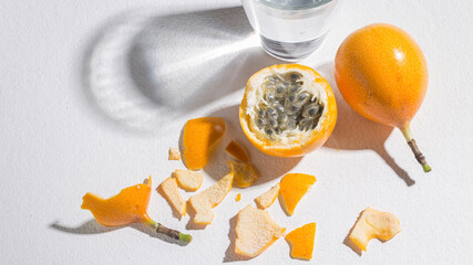 passion fruit on white background - Passiflora ligularis