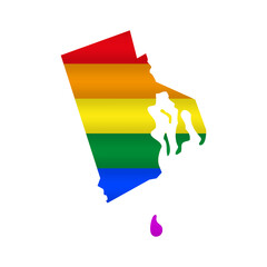 Rhode Island LGBT flag map. Vector illustration