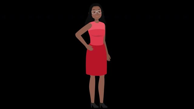 Female cartoon characters talking on an alpha channel background.