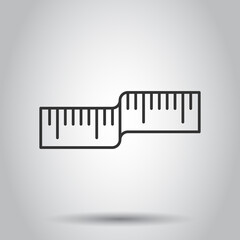 Measure tape icon in flat style. Ruler sign vector illustration on white isolated background. Meter business concept.