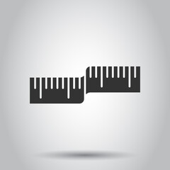 Measure tape icon in flat style. Ruler sign vector illustration on white isolated background. Meter business concept.