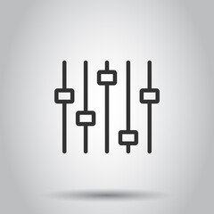 Control volume icon in flat style. Audio adjusting sign vector illustration on white isolated background. Filter business concept.