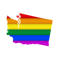 Washington LGBT flag map. Vector illustration