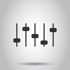 Control volume icon in flat style. Audio adjusting sign vector illustration on white isolated background. Filter business concept.