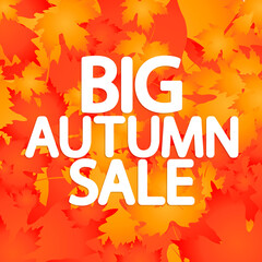 Big Autumn Sale, Fall discount poster design template,  vector illustration