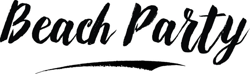 Beach Party Typography Black Color Text On White Background