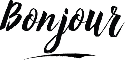 Bonjour Typography Black Color Text On White Background © Image Lounge