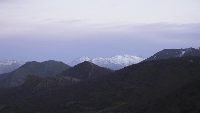 Cantabrian Spanish Mountains With Snow