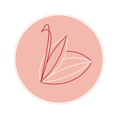 vector icon emblem logo for business social media stories highlights in pink color. Nude pink white color in the logo. White swan or white flower on pink background