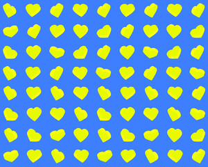 Yellow hearts on a blue background. Vector illustration for fabric design, print for textile, wrapping, wed design, packaging, etc. 