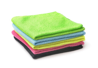 Stack of colorful microfiber cloths