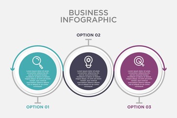 infographic template visualization of business data on a timeline with 3 steps. workflow diagram or banner for web design.