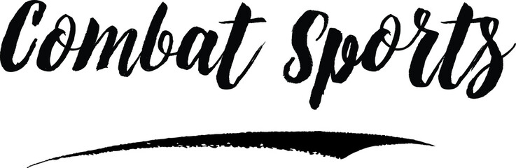 Combat Sports Calligraphy Handwritten Black Color Text On Yellow 
Background