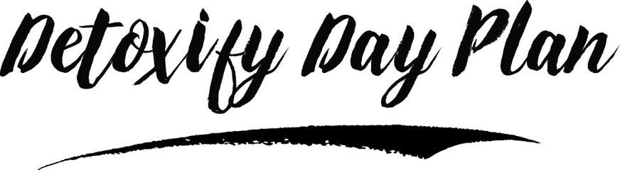 Detoxify Day Plan Handwritten Font Calligraphy Black Color Text 
on White Background