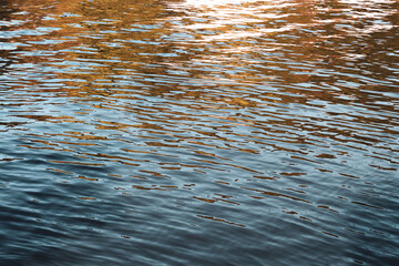 Water texture with dusk sun reflection