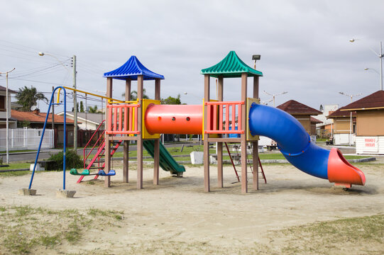 Playground with several toys in a square in Brazil