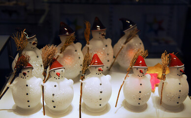 Christmas toys in shop windows for Christmas holidays.