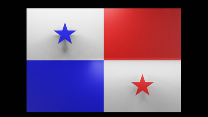 Panama flag and its 3D star shadow with top light (3D Rendering)