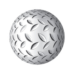 Metal flooring bowl. Steel diamond sphere, industry iron floor