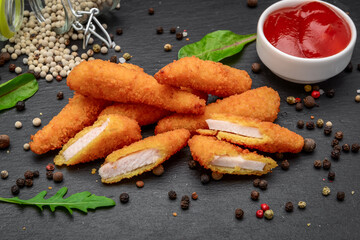 Meat nuggets with sauce and spices