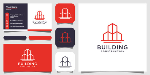 building logo design with line art style. city building abstract For Logo Design Inspiration and business card design