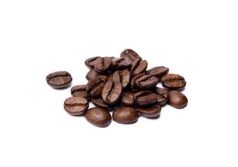 Roasted coffee beans isolated on white background