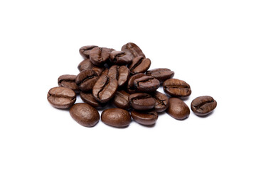 Roasted coffee beans isolated on white background