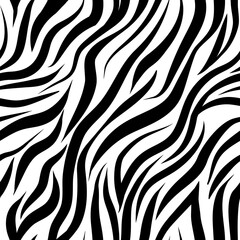 Fototapeta na wymiar Zebra seamless background, monochrome striped abstract pattern, line print for fabric. Black and white vector background