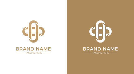 Plus or cross modern logo on white and gold background