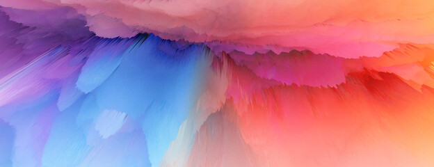 Digital Illustration. Color blot splash. Abstract long horizontal background..